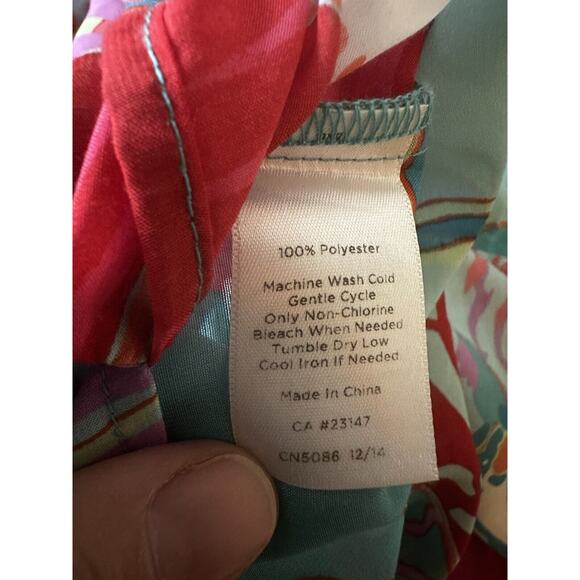 Talbots Kaftan Beach Swim CoverUp Dress Large Sheer Tropical Floral Ocean Maxi - Picture 11 of 11